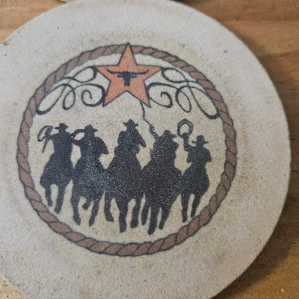 Western‎ Cowboy Coasters Set of 4 Cork Back Rustic Rodeo Horse Silhouette Stone